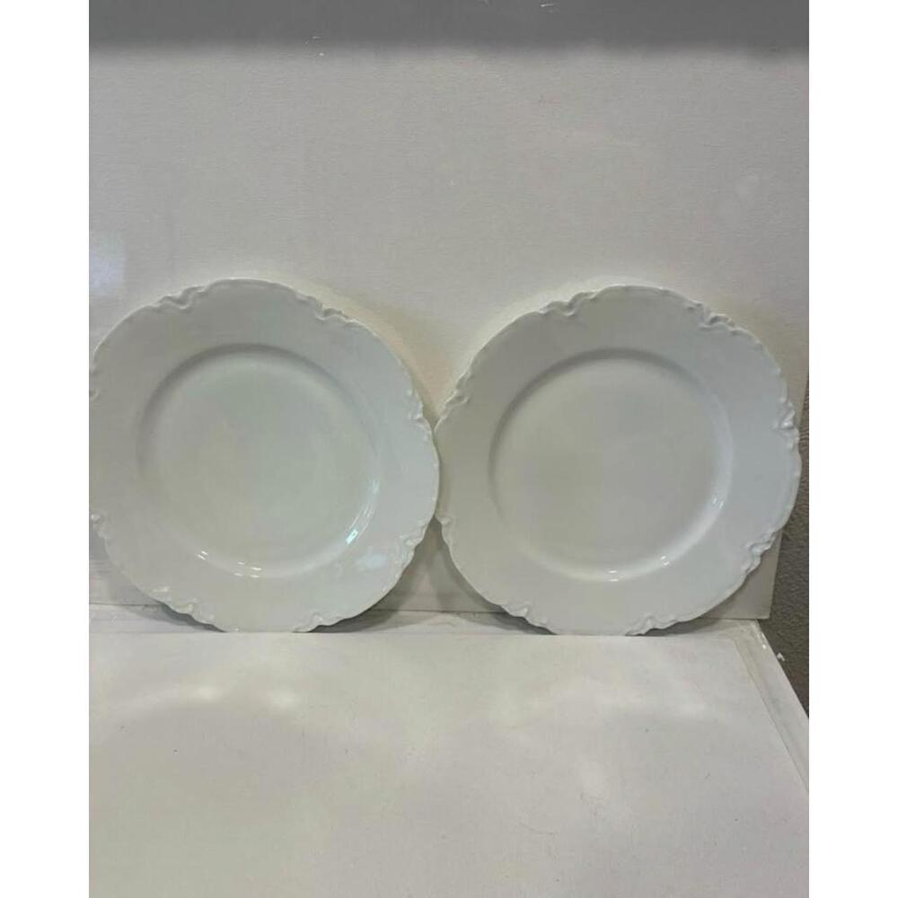 Haviland France 2 White Scalloped Plates
